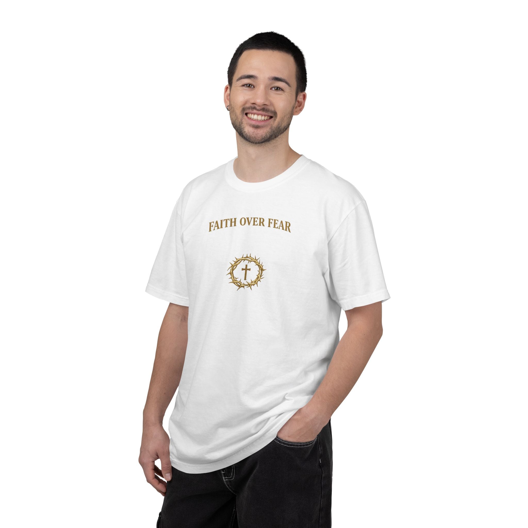 Faith Over Fear T-Shirt — Christian Cross Crown Graphic Tee