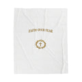 Faith Over Fear Velveteen Plush Blanket – Christian Cross & Crown of Thorns Throw