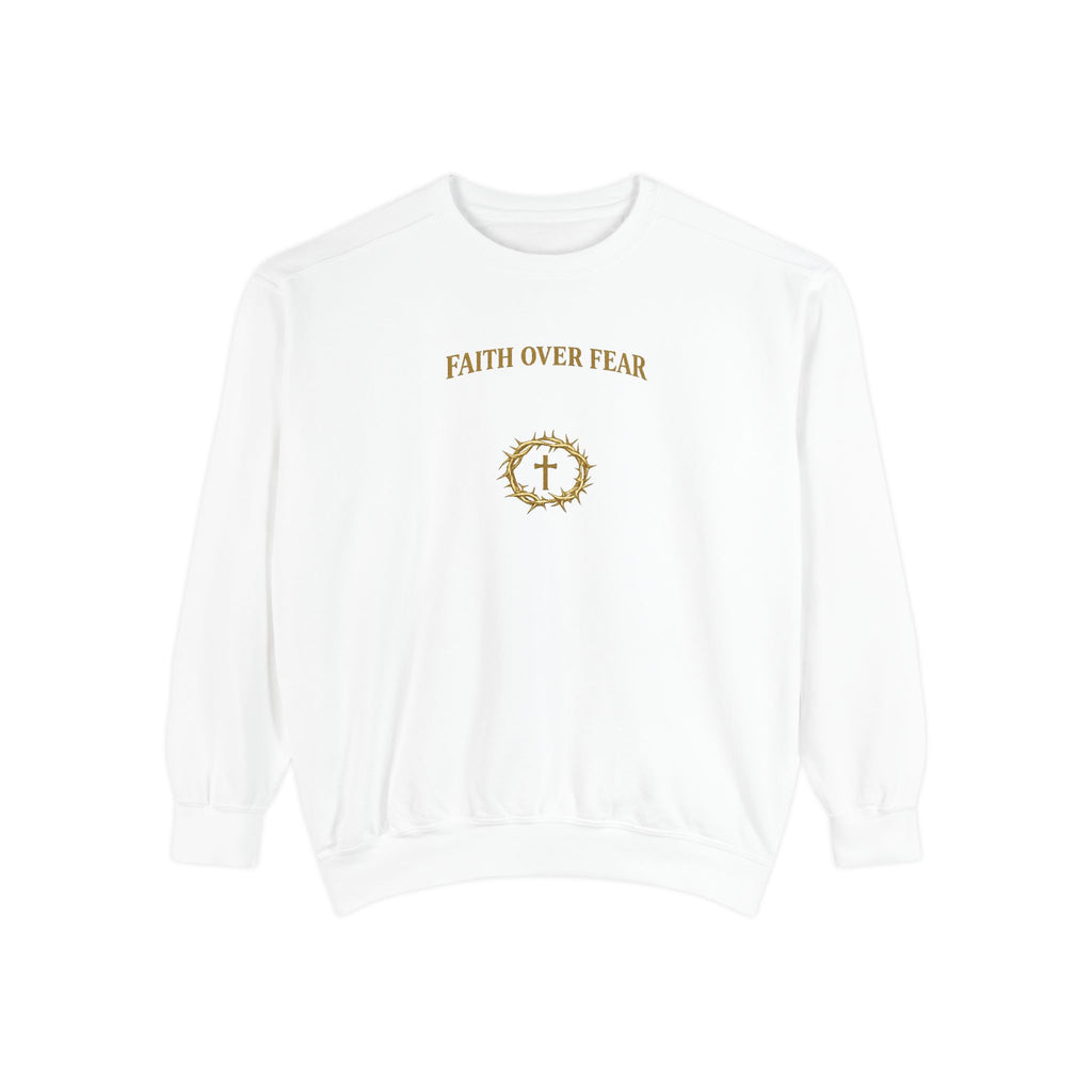 Faith Over Fear Sweatshirt - Christian Cross Graphic Pullover