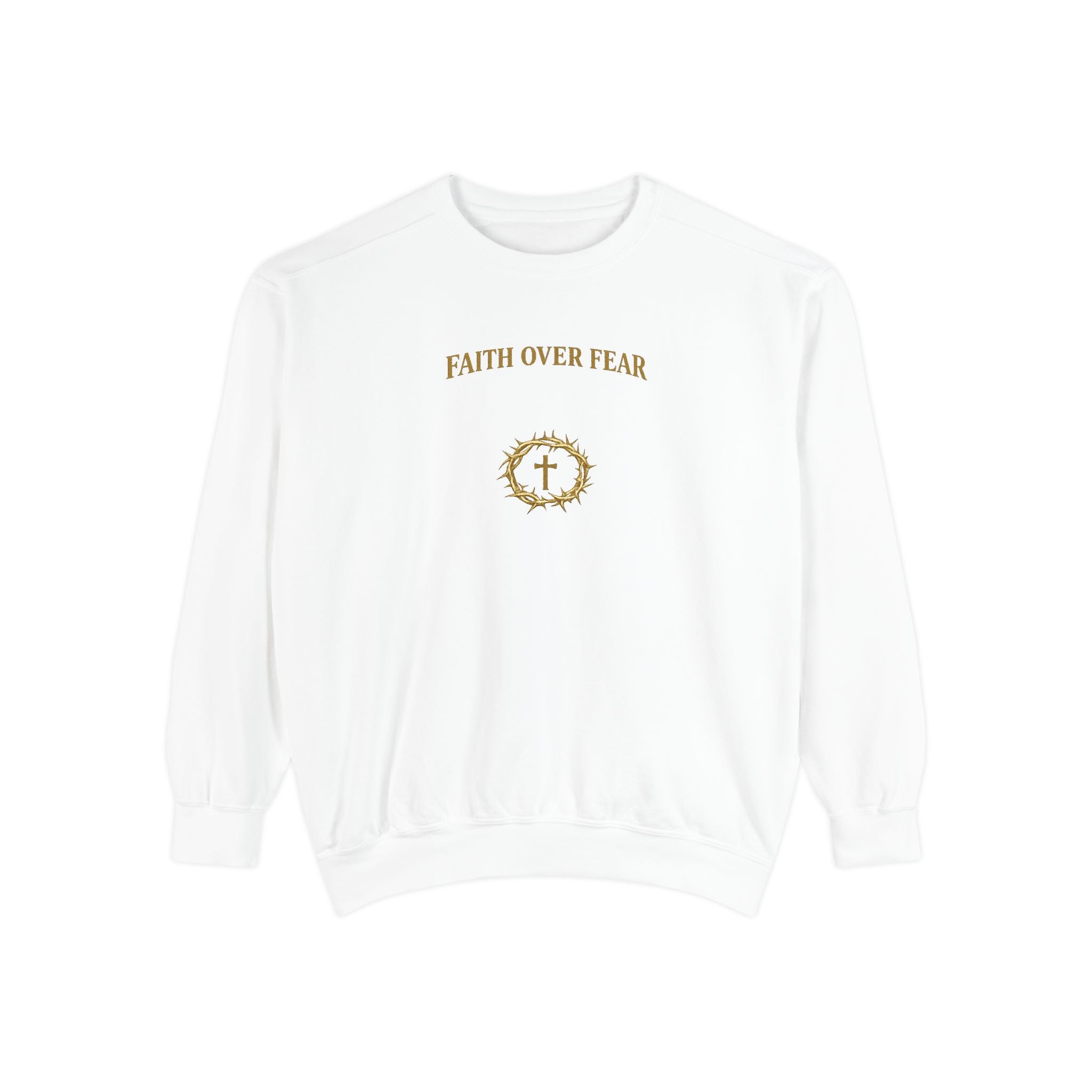 Faith Over Fear Sweatshirt - Christian Cross Graphic Pullover