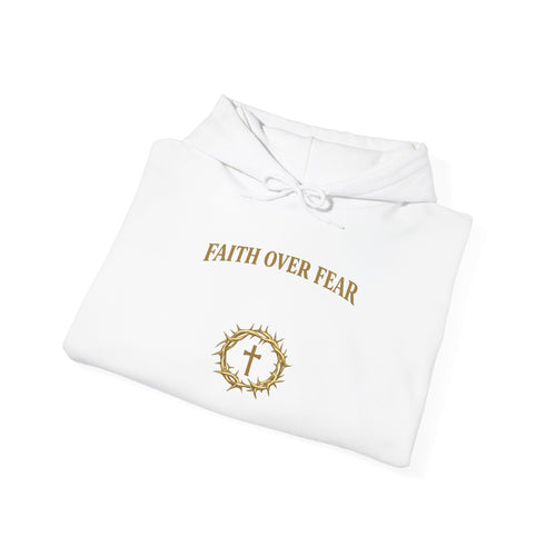 Faith Over Fear Hoodie — Christian Cross Crown Pullover