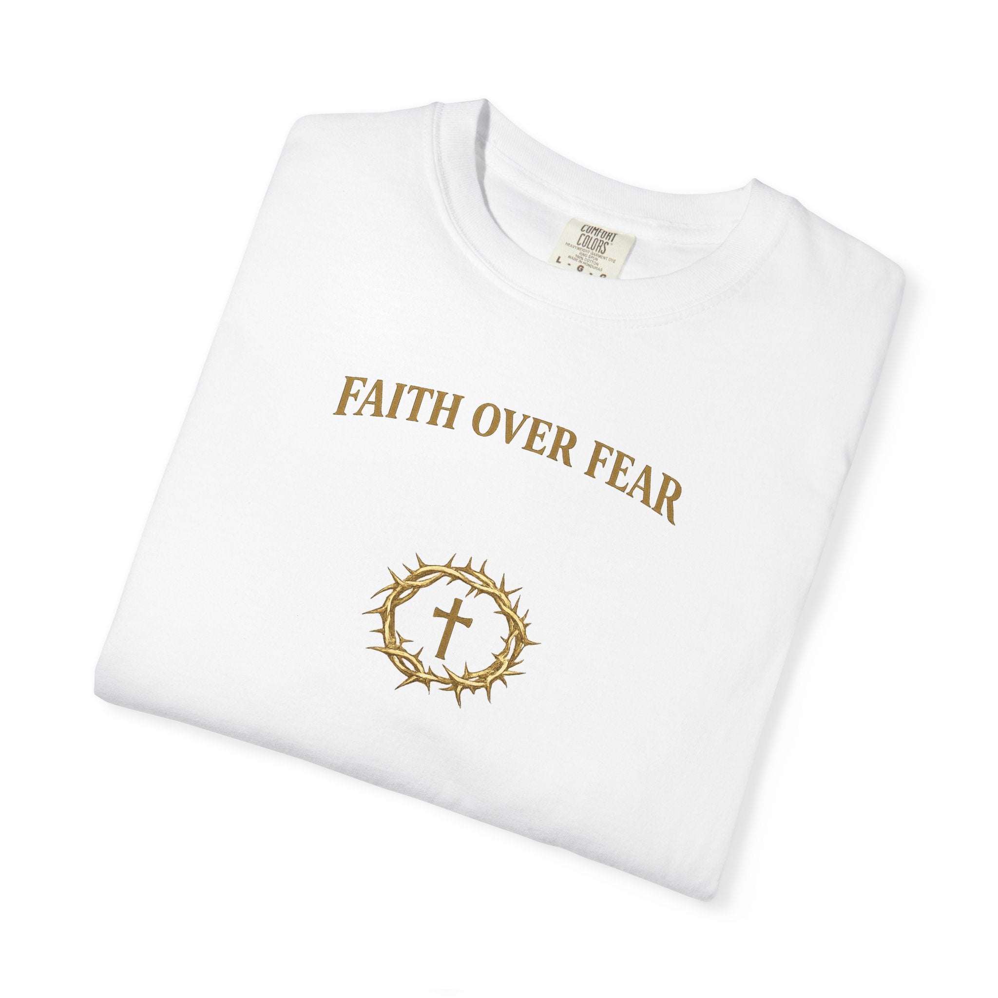 Faith Over Fear T-Shirt — Christian Cross Crown Graphic Tee